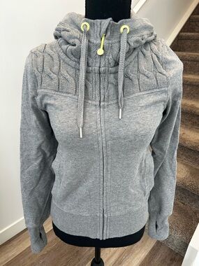 lululemon athletica Gray Cable-Knit Yoke Full-Zip Hoodie with Neon Accents